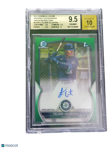 2023 Bowman Chrome Prospect Autographs Green Refractors Felnin Celesten #CPAFC BGS 9.5 Auto 10