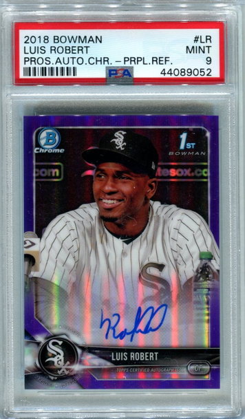 2018 Bowman Chrome Luis Robert purple refractor auto /250 PSA 9
