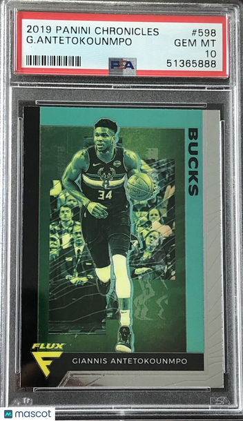 Giannis Antetokounmpo 2019 Chronicles Flux #598 PSA 10 Gem Mint Milwaukee Bucks
