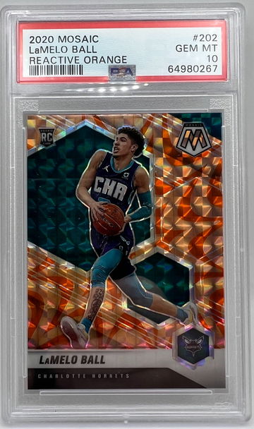 2020-21 Mosaic Lamelo Ball Reactive Orange PSA 10