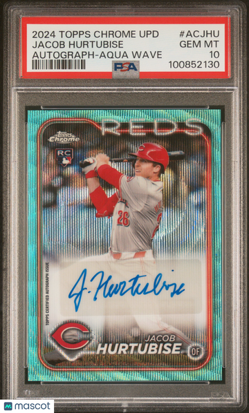 2024 Topps Chrome Update Chrome Baseball Update Series Autographs Jacob Hurtubise #ACJHU Aqua Wave PSA 10