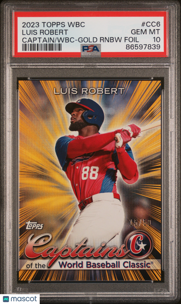2023 Topps World Baseball Classic Captains Of The WBC Luis Robert #CC6 Gold Rnbw Foil PSA 10