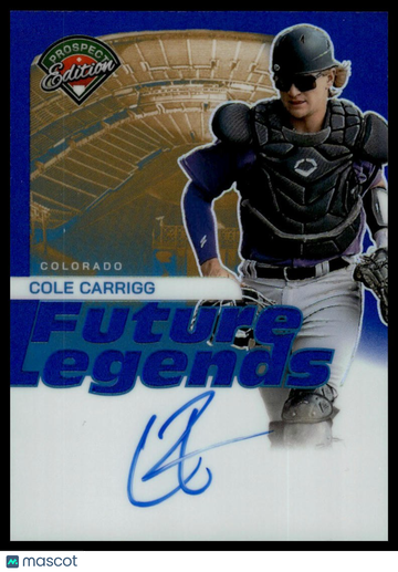 2024 Panini Prospect Edition Cole Carrigg #25 Future Legends Signatures Blue SN AU