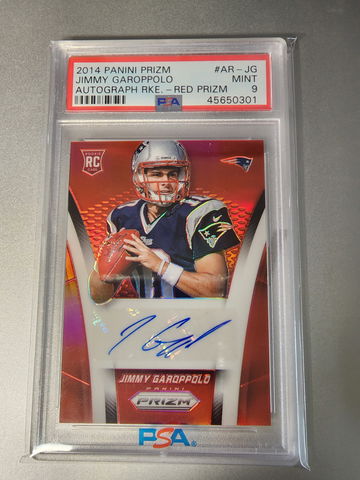 2014 Panini Prizm RC Jimmy Garoppolo Red Prizm Auto #/30  - PSA 9