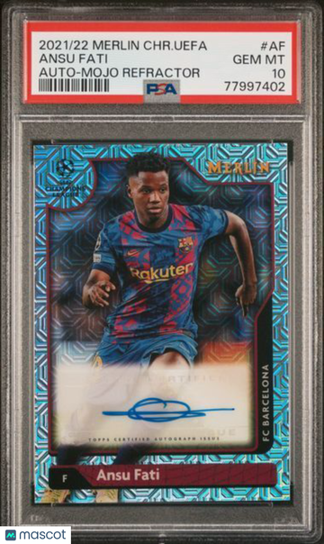 2021-2022 Topps Merlin Chrome UEFA League Autographs Ansu Fati #AF Mojo Refractor PSA 10