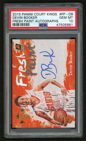 2015 Devin Booker Panini Court Kings Fresh Paint Rookie Auto PSA 10 Gem Mint