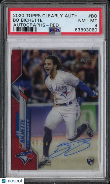 2020 Topps Clearly Authentic Autographs Bo Bichette #BO Red /50 PSA 8