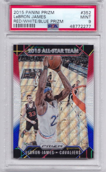 LeBron James 2015 Prizm Red White Blue PSA 9 