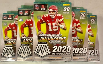 6 Sealed 2020 NFL Football Mosaic Hanger boxes Mahomes