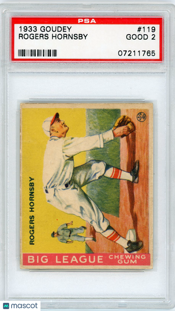 1933 Goudey Rogers Hornsby #119 PSA 2
