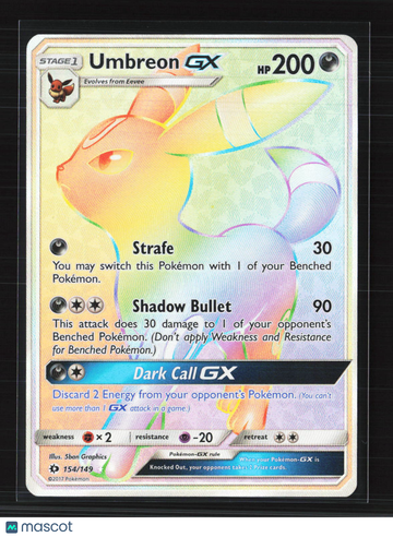2017 Sun & Moon Umbreon GX Holo Secret Rare HR #154/149