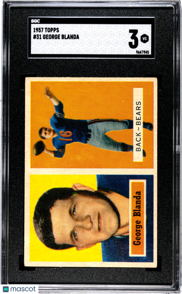 1957 Topps George Blanda #31 SGC 3