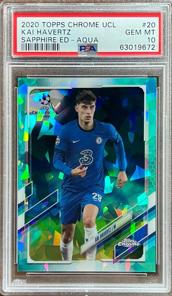 2020 Topps Chrome UCL Sapphire Aqua /150 Kai Havertz PSA 10