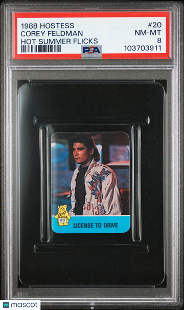 1988 Hostess Hot Summer Flicks Stickers Corey Feldman Rookie #20 PSA 8