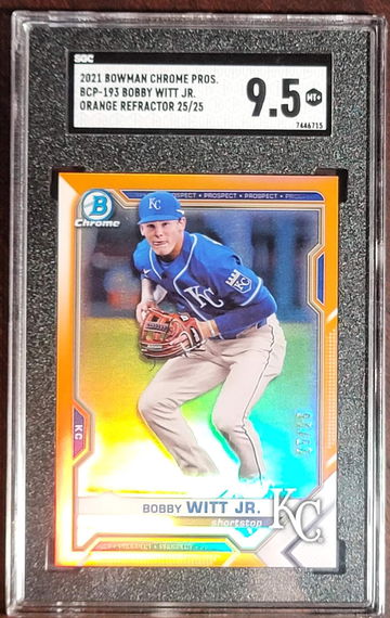 2021 Bowman Chrome Prospects Bobby Witt Jr Orange Refractor #/25 SGC 9.5