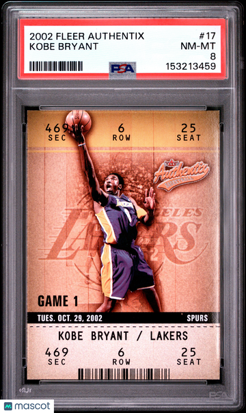 2002 Fleer Authentix Kobe Bryant #17 PSA 8
