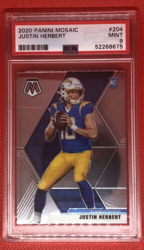 2020 Panini Mosaic Justin Herbert Rookie RC PSA 9 Mint Chargers