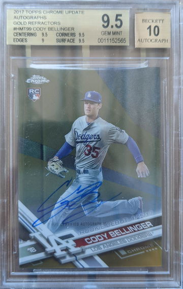 2017 Topps Chrome Update Cody Bellinger Gold Refractor Rookie Auto Autograph HMT99 BGS 9.5 / 10 /50