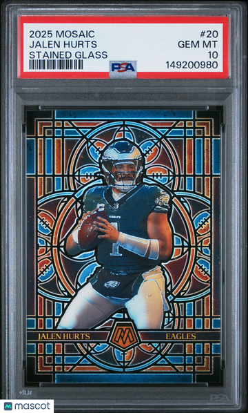 2025 Panini Mosaic Jalen Hurts #20 Stained Glass Short Print Parallel/Variety Insert PSA 10