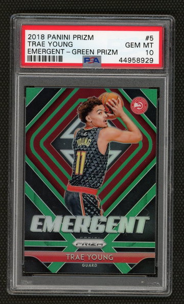 Trae Young 2018 Emergent Green Prizm PSA 10