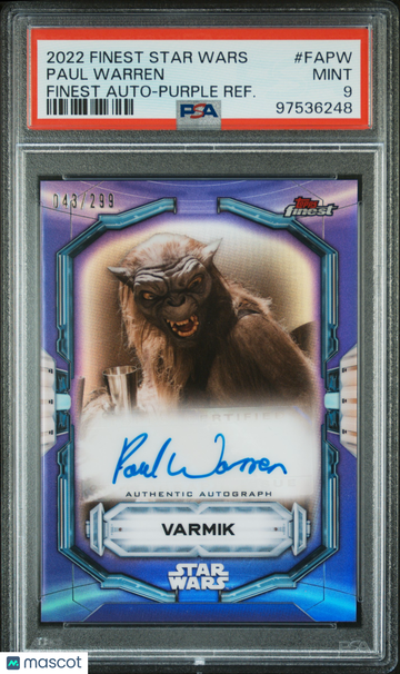 2022 Topps Finest Star Wars Finest Autographs Paul Warren #FAPW PSA 9