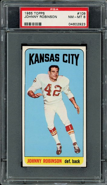 1965 Topps #109  Johnny Robinson  SP  PSA 8  HOF  Chiefs