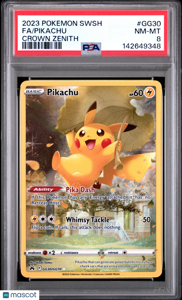 2023 Pokemon Sword And Shield Crown Zenith Pikachu PSA 8 #GG30/GG70