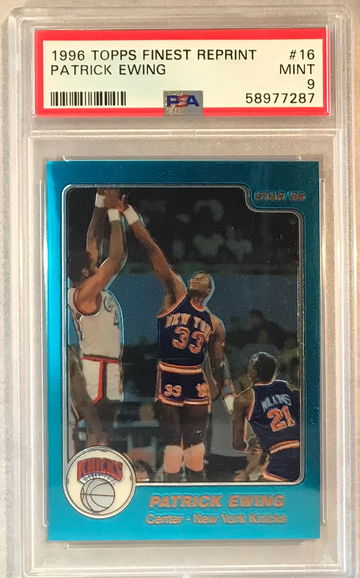 Patrick Ewing 1996 Topps Finest Star Rookie Reprint  #16 - PSA 9 Mint (pop 3 nine higher) 