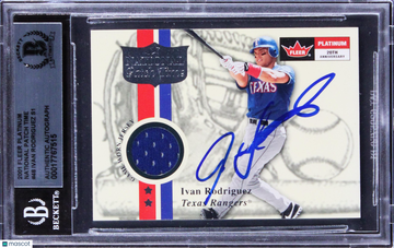 2001 Fleer Platinum Ivan Rodriguez #48 National Patch Time BGS Authentic BAS Auto A