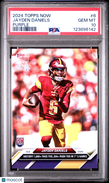 2024 Topps Now Jayden Daniels #6 Purple /25 Rookie PSA 10
