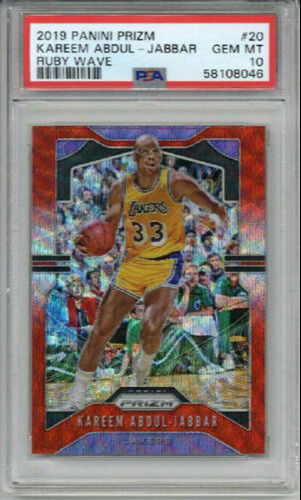 2019 PANINI PRIZM RUBY WAVE #20 KAREEM ABDUL JABBAR CARD LAKERS PSA 10