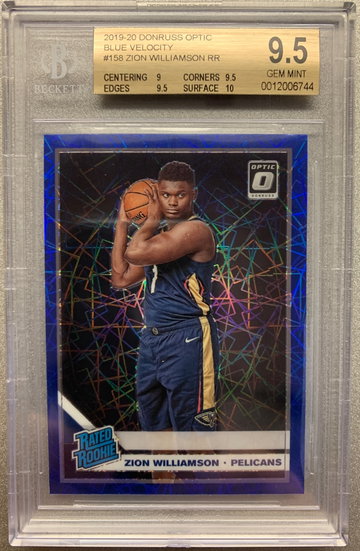 ZION WILLIAMSON BLUE VELOCITY PRIZM BGS 9.5 GEM MINT w/10 