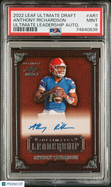 2022 Leaf Ultimate Draft Ultimate Leadership Autographs Anthony Richardson #AR1 Autograph PSA 9