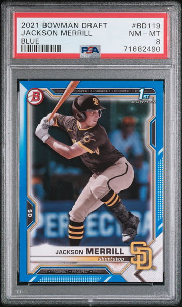 2021 Bowman Draft Blue Jackson Merrill #BD119 /150 PSA 8