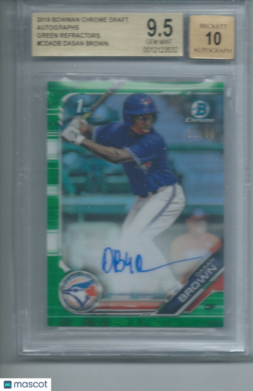 2019 Bowman Chrome Draft Autographs Green Refractors Dasan Brown #CDADB BGS 9.5 Auto 10