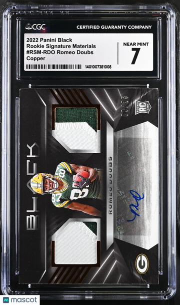 2022 Panini Black Romeo Doubs #RSM-RDO Copper Rookie Signature Materials CGC 7