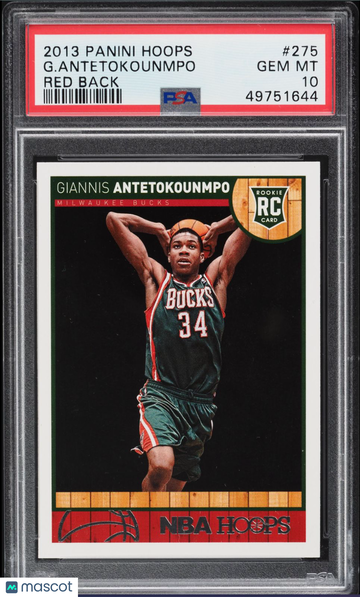 2013 PANINI HOOPS Giannis Antetokounmpo #275 Rookie RED BACK PSA 10