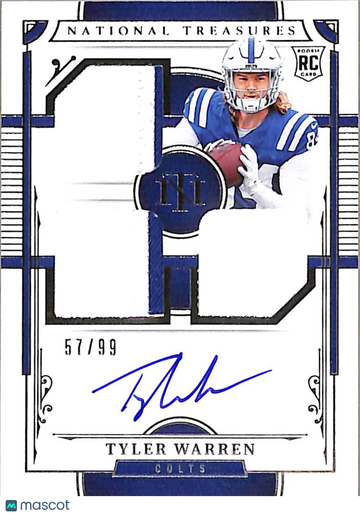 2026 Panini National Treasures Tyler Warren #RMS-TWN /99 RC Authentic Memorabilia