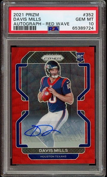 2021 PRIZM DAVIS MILLS AUTOGRAPH RED WAVE #352 PSA 10