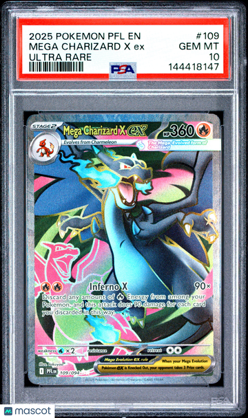 2025 Pokemon PFL EN-Phantasmal Flames Mega Charizard X EX Ultra Rare PSA 10 #109