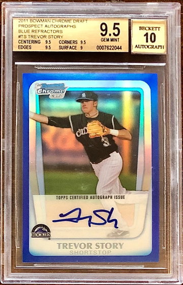 2011 Bowman Chrome Trevor Story Blue Refractor Auto #/150 BGS Gem 9.5/10