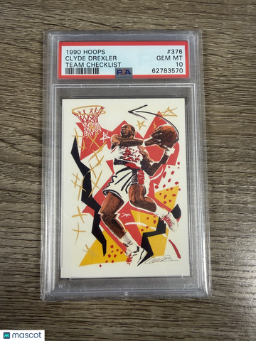 1990 Hoops Clyde Drexler #376 Team Checklist PSA 10
