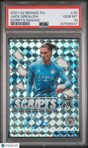 2021-2022 Panini Mosaic Premier League Scripts Mosaic Jack Grealish #JG PSA 10