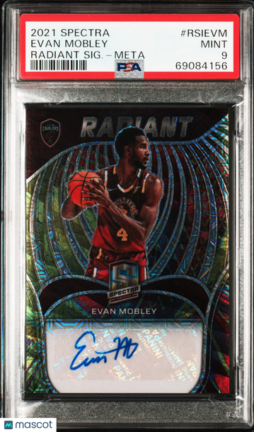 2021 Panini Spectra Radiant Signatures Evan Mobley #RSIEVM Radiant SIG. Meta PSA 9