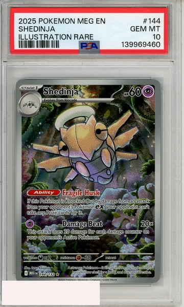 2025 POKEMON MEG EN-MEGA EVOLUTION SHEDINJA #144 ILLUSTRATION RARE PSA 10