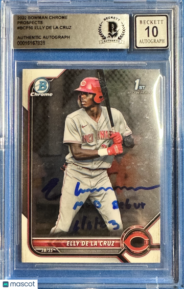 2022 Bowman Chrome Prospects Elly De La Cruz #BCP50 BGS 10 BAS Auto 10