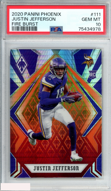 2020 PANINI PHOENIX JUSTIN JEFFERSON #111 FIRE BURST ROOKIE RC PSA 10 GEM MT
