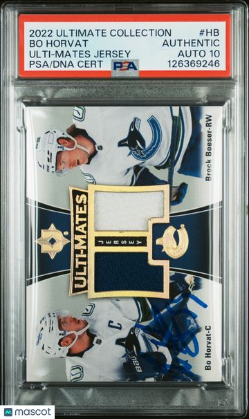 2022 Upper Deck Ultimate Collection Ulti-Mates Jersey Bo Horvat #HB PSA A Auto 10