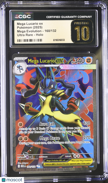 2025 Pokemon Mega Evolution Mega Lucario ex Holo Ultra Rare Ultra Rare CGC 10 #160/132