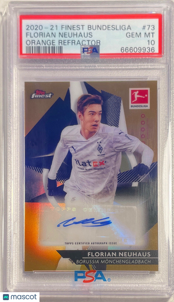 2020 Topps Finest Bundesliga Florian Neuhaus #73 Orange Refractor PSA 10